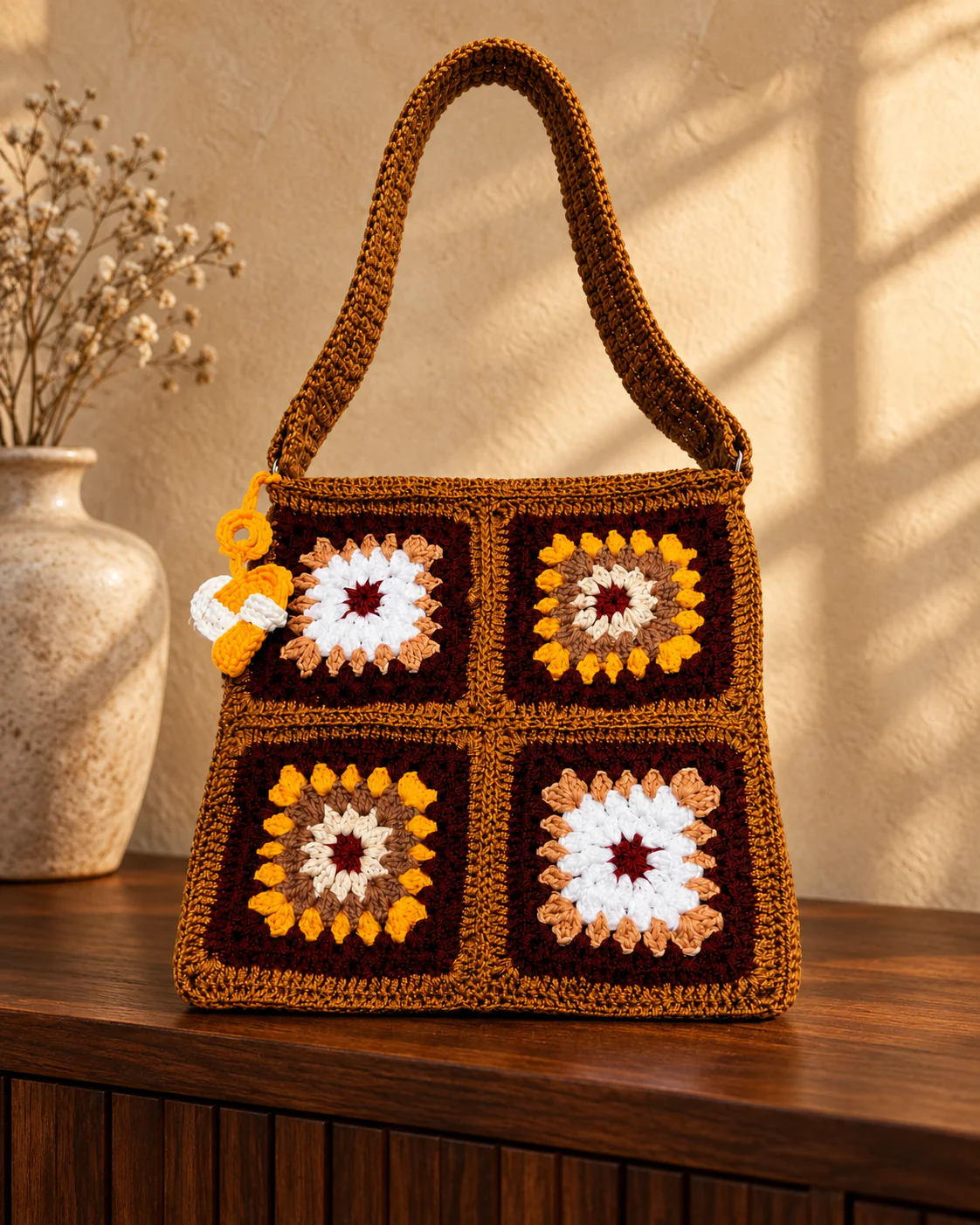 Caramel granny crochet sling
