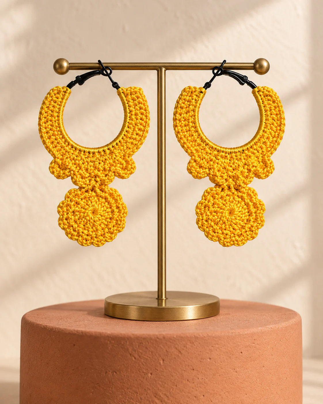 Yellow marigold crochet earrings