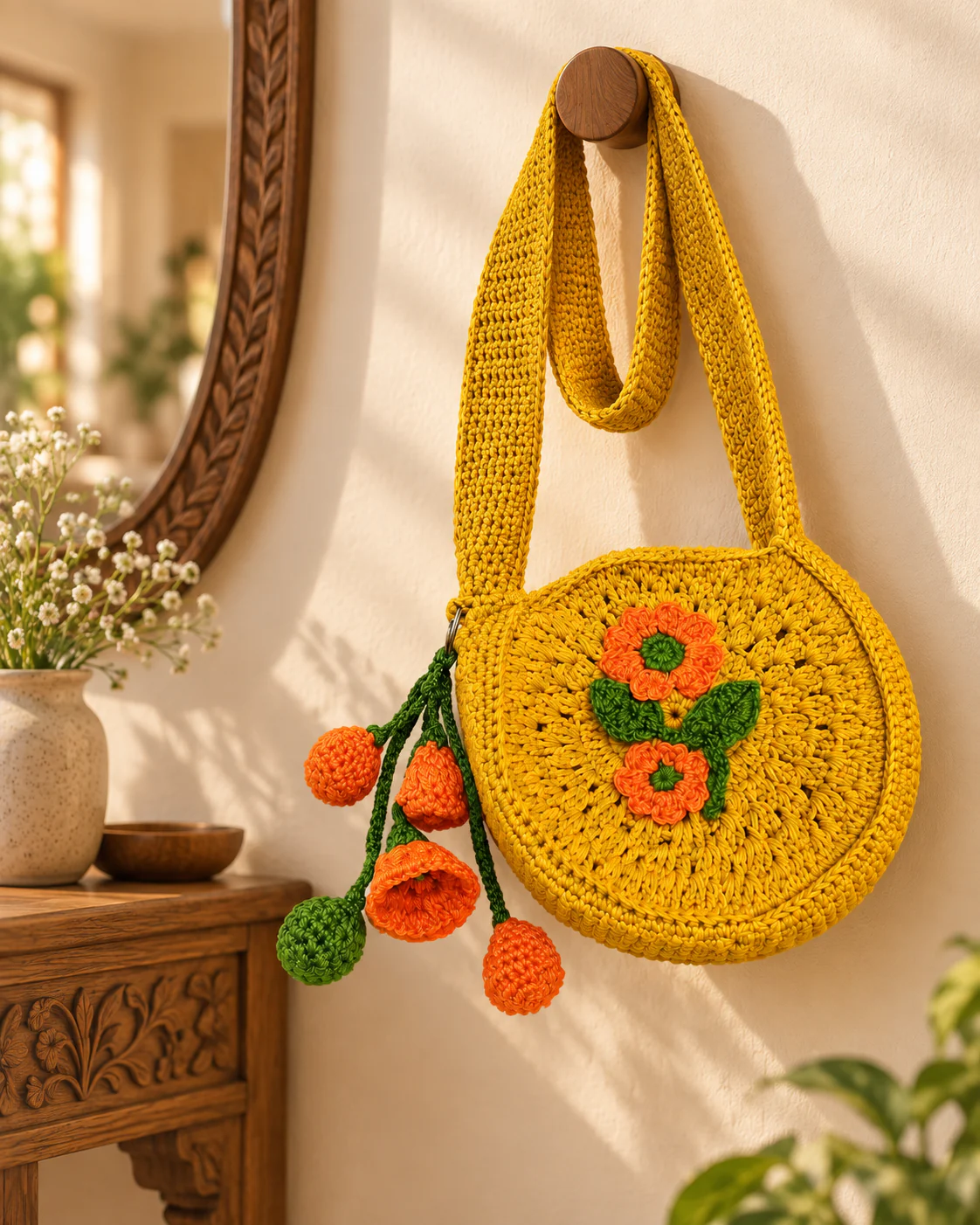 Blossom crochet sling bag